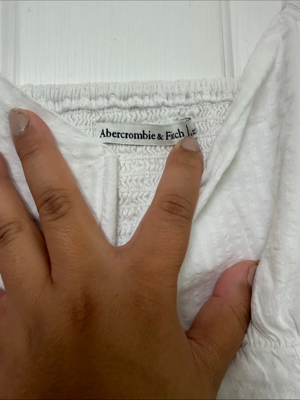 Abercrombie & Fitch White Puff-Sleeve Square Neck Blouse